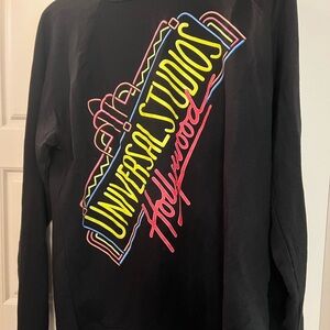 Universal Black Crewneck Sweater with Colorful Logo